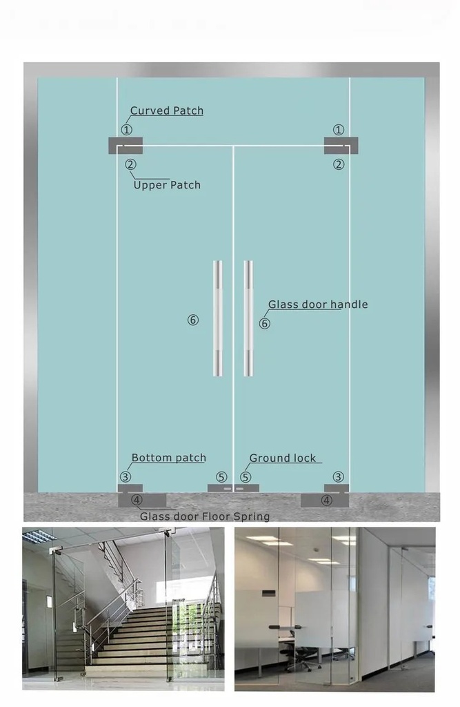 Glass Door Patch Fitting Set Stainless